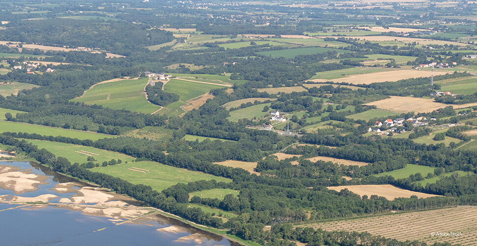 Vue aérienne de la campagne d'Ancenis-Saint-Géréon